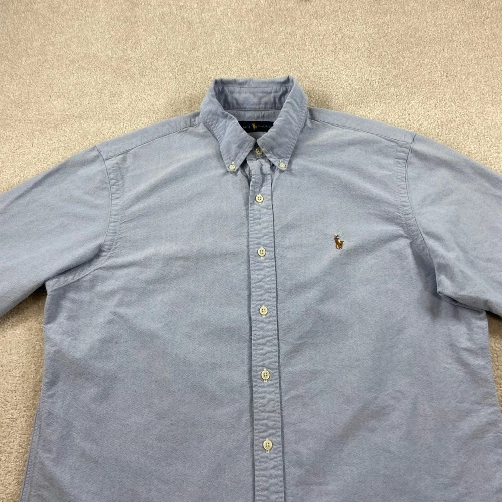 Ralph Lauren Button Down Shirt Mens Large Blue Oxford Long Sleeve Pony Logo